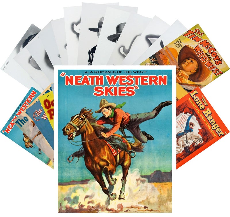 PIXILUV Vintage PostCards 24 pcs Early Western Stars Cowboys Wild West Vintage Movie Posters Ads - Image 1